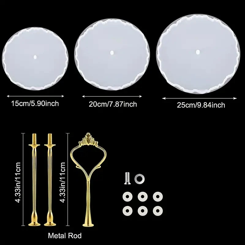 1Set Three-layer Fruit Tray Making Silicone Molds DlY Round Fruit Tray Stand Snack Rack Tray Display Silicone Molds