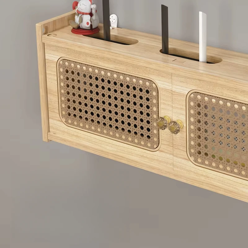 Boîte anti-cernes de multiprise de meuble TV mural, organisateur de décodeur WiFi, gestion des câbles de stockage de routeur pour le salon