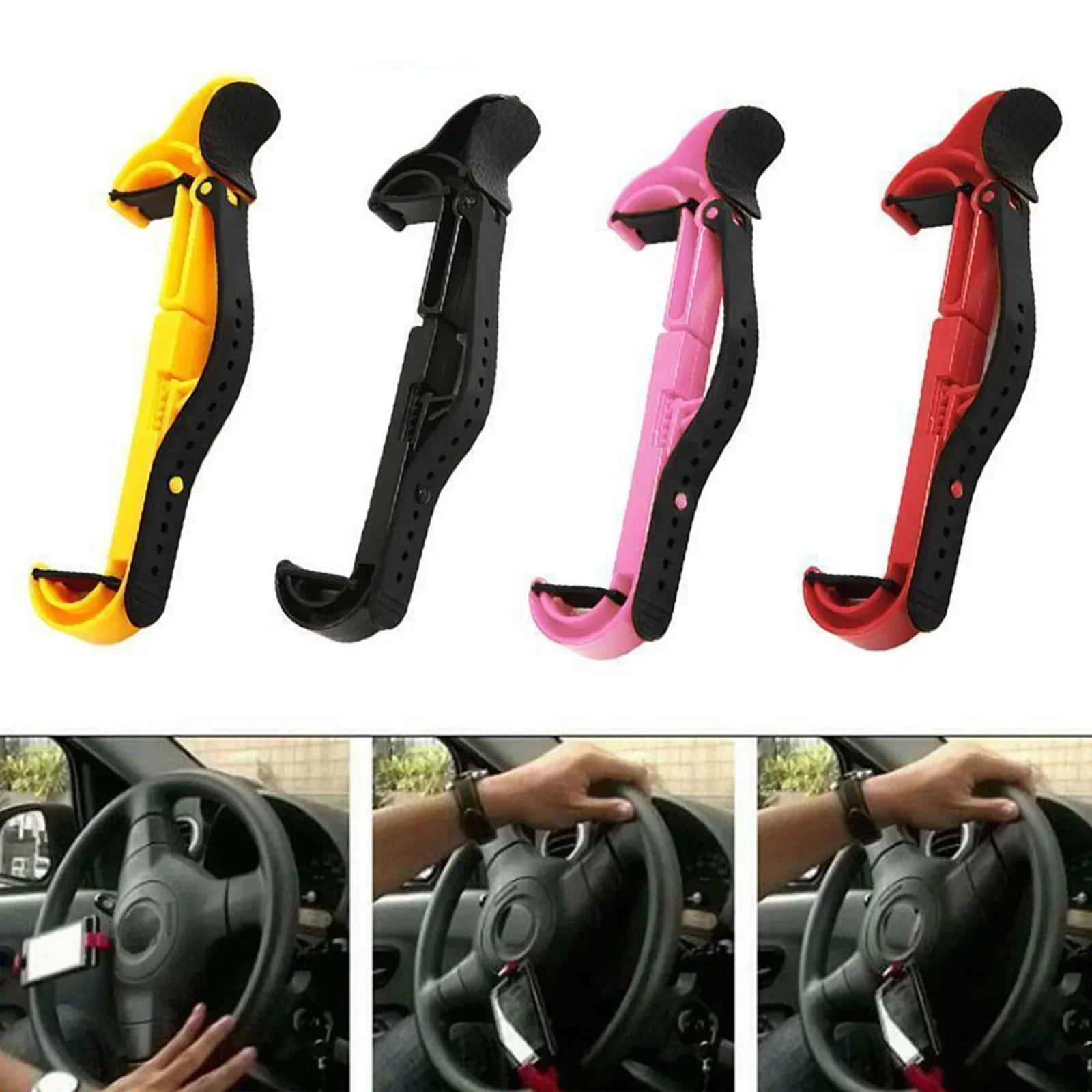 

Car Steering Wheel Bracket For Safty Pink Yellow Anti-slip Automotive Cycling Driving Easier Durable Telescopic