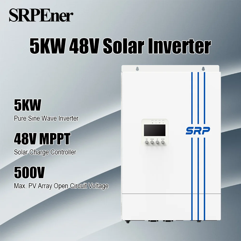 

SRPEner 5KW 48V 230V Off Grid Чистая синусоида Инвертор MPPT 80A Зарядное устройство для солнечной батареи MPPT Зарядный инвертор для солнечных панелей