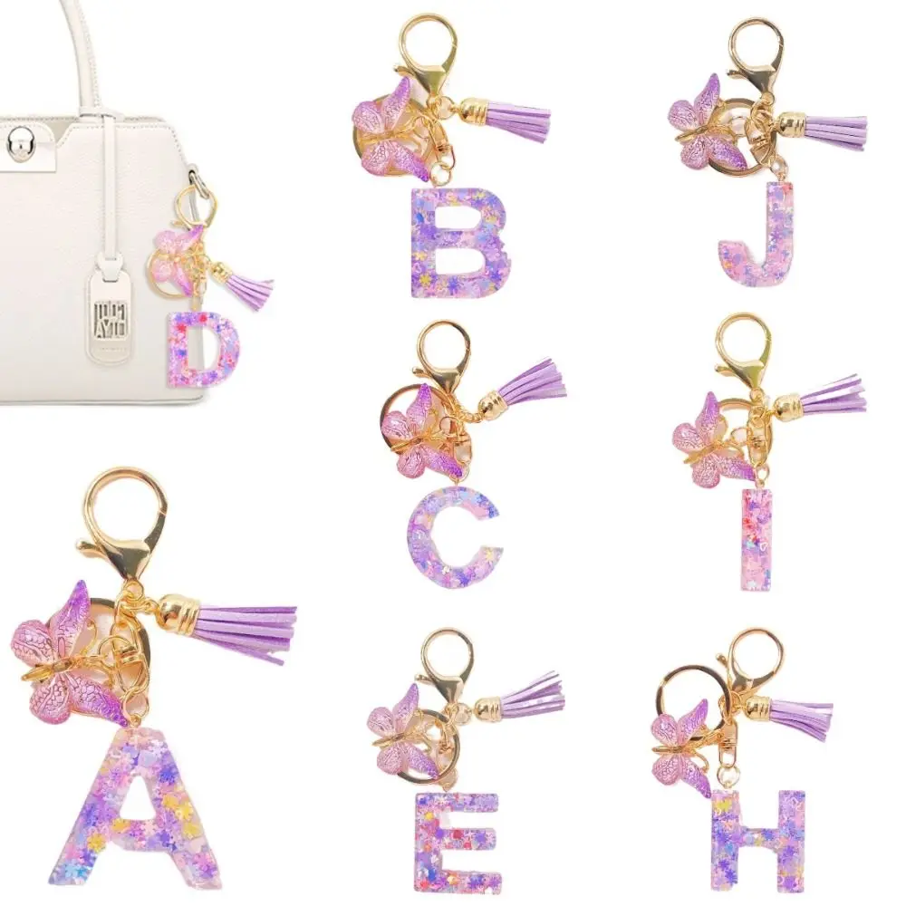 Colorful Letter Keychain Purple Heart Snowflake Sequin Crystal Drop Adhesive Pendant Resin Alphabet DIY Cup Hanging Mobile Phone