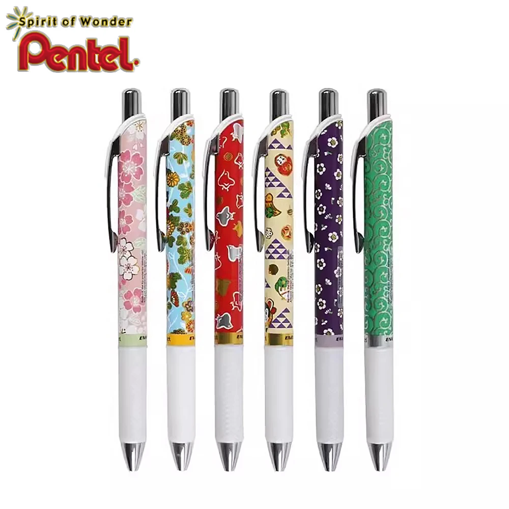 1pen+3refills New Japan Pentel BLN75YU Limited Gel Pen Quick Drying Ink Limited Pattern 0.5mm Kawaii School Stationery