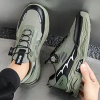 Men's Breathable Sport Casual Shoes Low Cut Rotary Buckle Thick Bottom Anti-Slip Wear Resistant Running Shoes Summer Collection