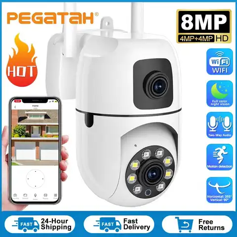 8MP HD Wifi 감시 PTZ 카메라 야외 4MP 듀얼 렌즈 듀얼 스크린 AI 자동 추적 IP 보안 보호 카메라 CCTV 비디오