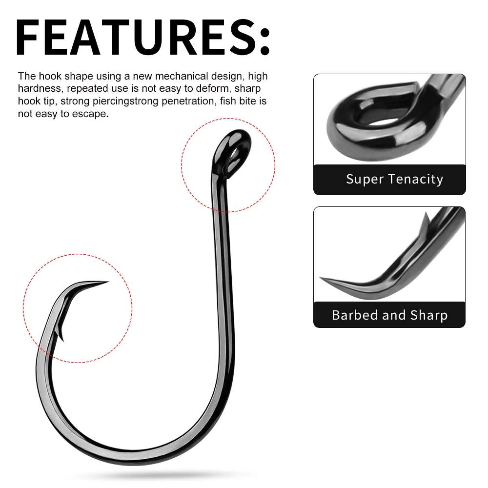 

PROBEROS 10pcs/lot Luminous Fishing Hooks High Carbon Steel Jig Fishing Hook Saltwater Anti-Rust Carp Bass Fishing Accessories