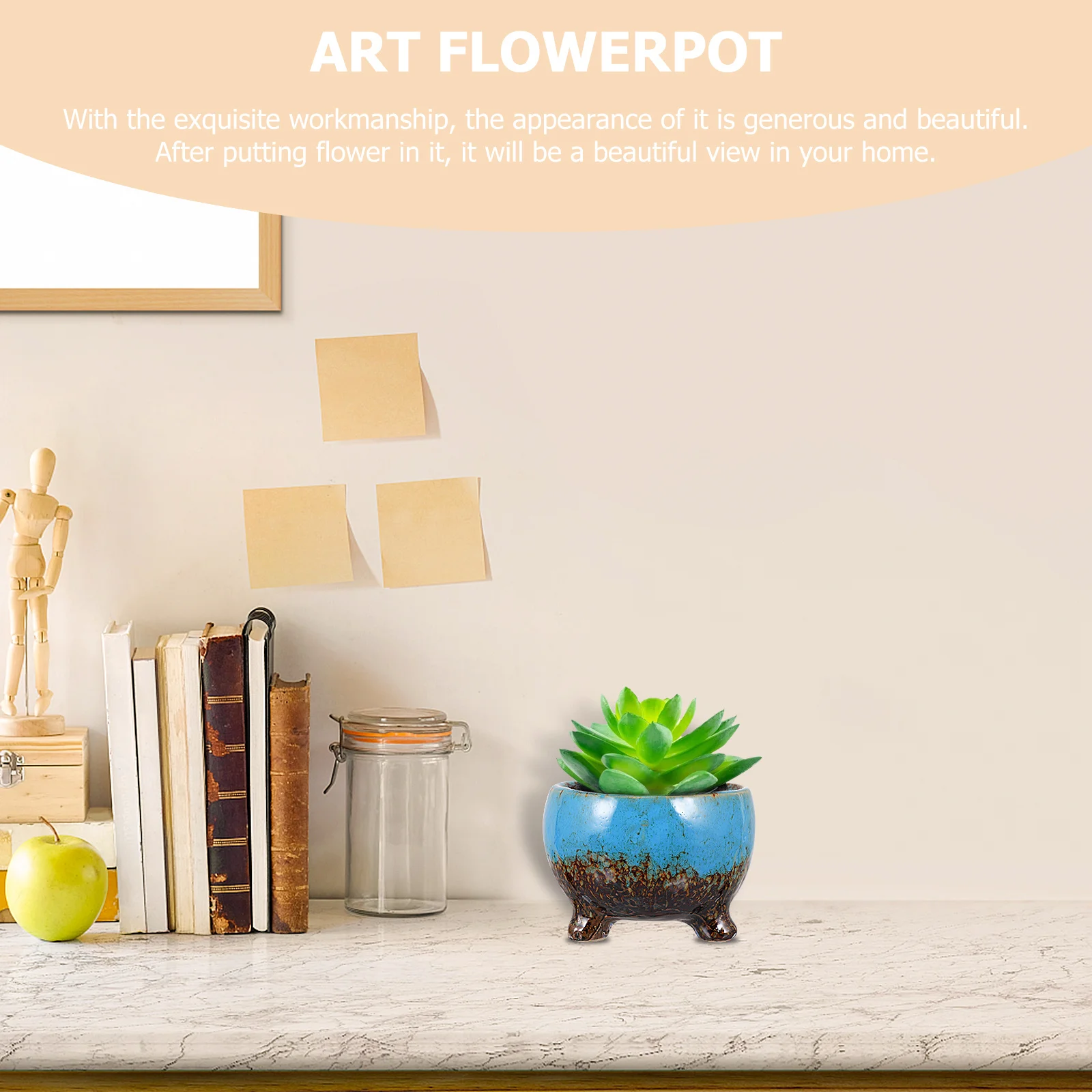 

3Pcs Ceramic Flower Pot Set for Succulents Cactus Mini Plants Decorative Planter Home Office Balcony Decoration