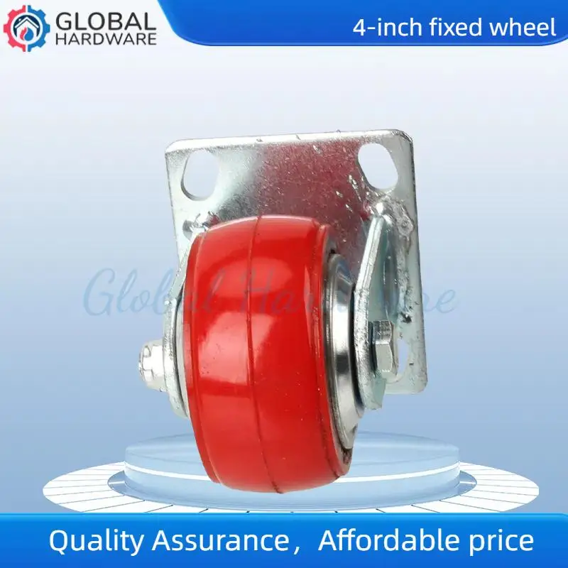

4Inch Iron Core KoreanStyle Red Fixed Wheel Cart with Dedicated Wear-Resistant Load-Bearing Wheels for Home Hardware Accessories