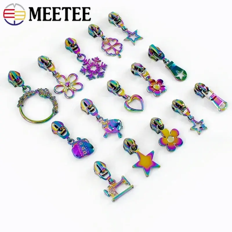 5Pcs Meetee 5# Nylon Zippers Sliders for Zipper Bag Pocket Zip Puller Head Sewing Closure Clothes Repalcement Zips Repair Kit