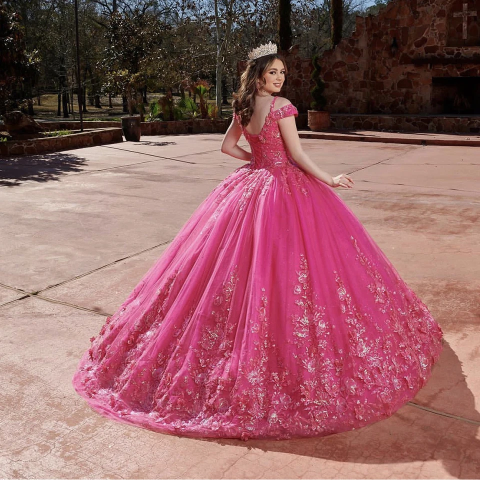 Personalizado lantejoulas cinta de espaguete fora do ombro vestido de noite 2024 vestido de baile até o chão apliques vestidos quinceanera