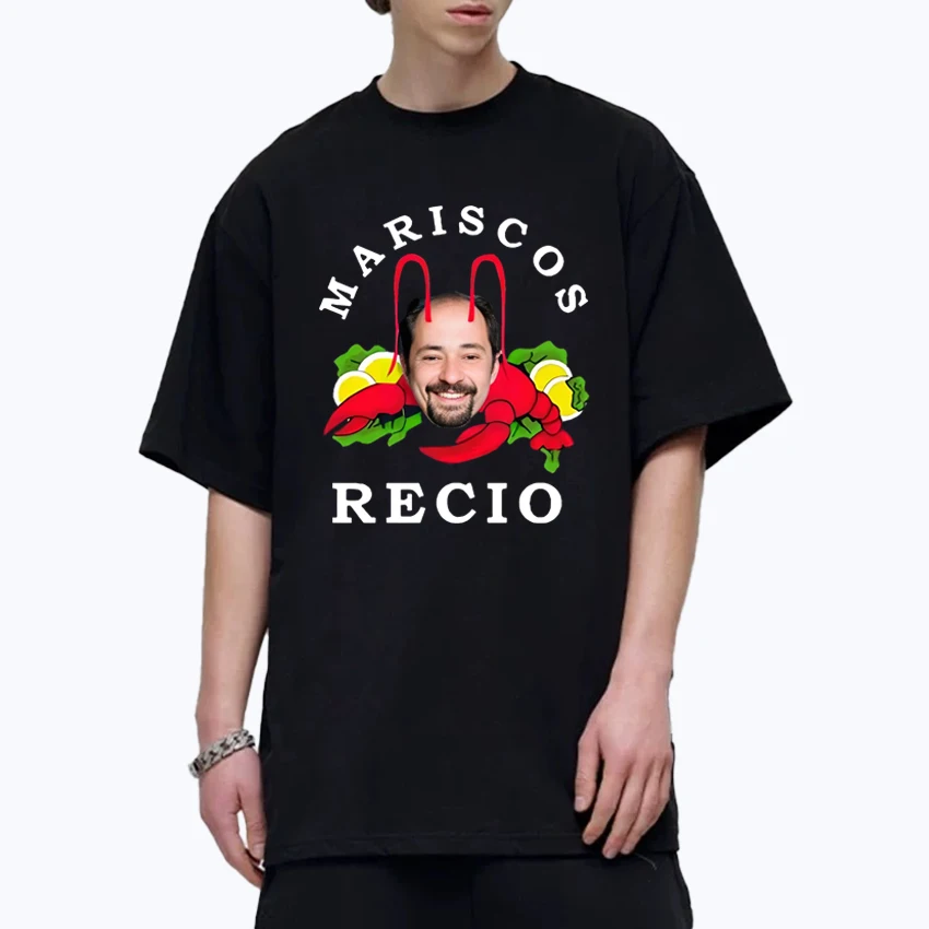 

2025 New RECIO Funny Humor lobster Graphics short sleeve T-shirt Unisex harajuku Fashion T shirt Men Women Oversized Cotton Tops
