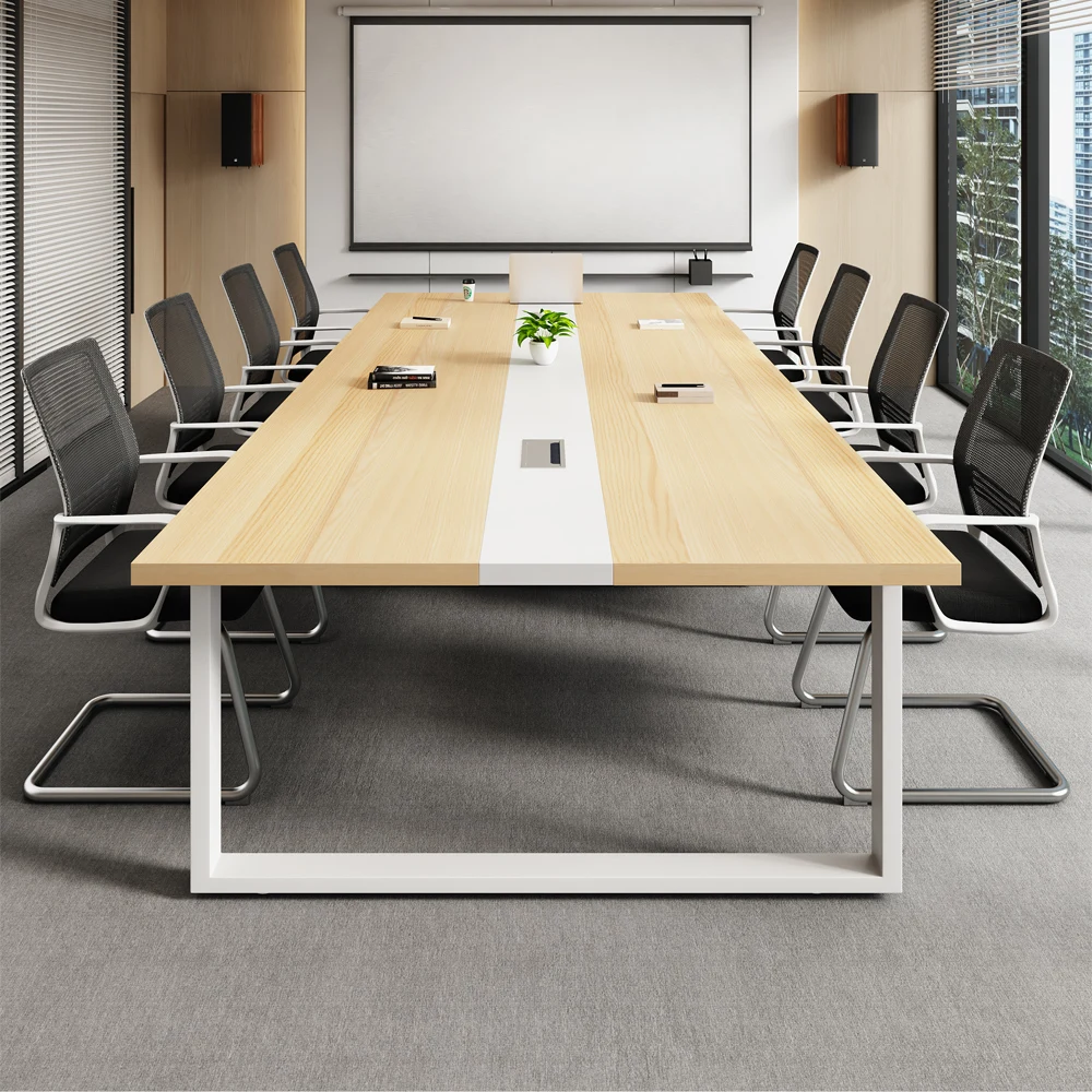 

Luxury Rectangle Adjustable Wooden White Foldable Marble Conference Table with Charging Ports
