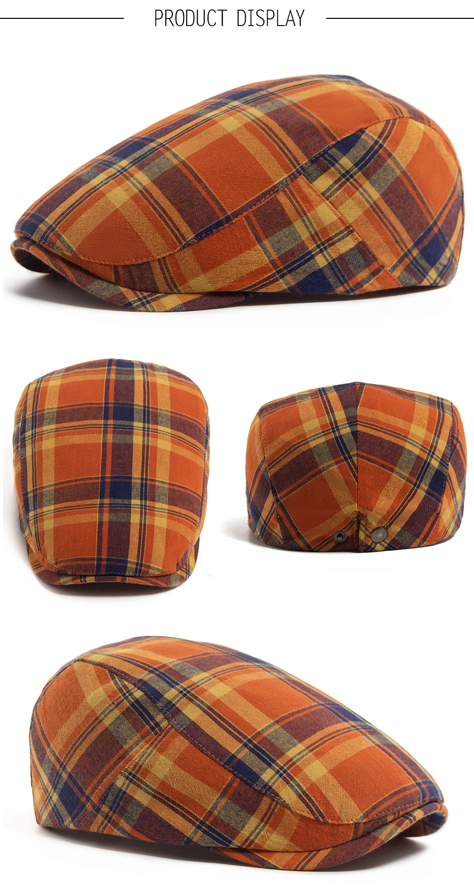 Dünne Plaid Baskenmütze Frauen Männer Mode Vintage Visier Hut Casual Weibliche Newsboy Caps Retro Flache Kappe Für Sommer Frühling Herbst Neue – Detail 4