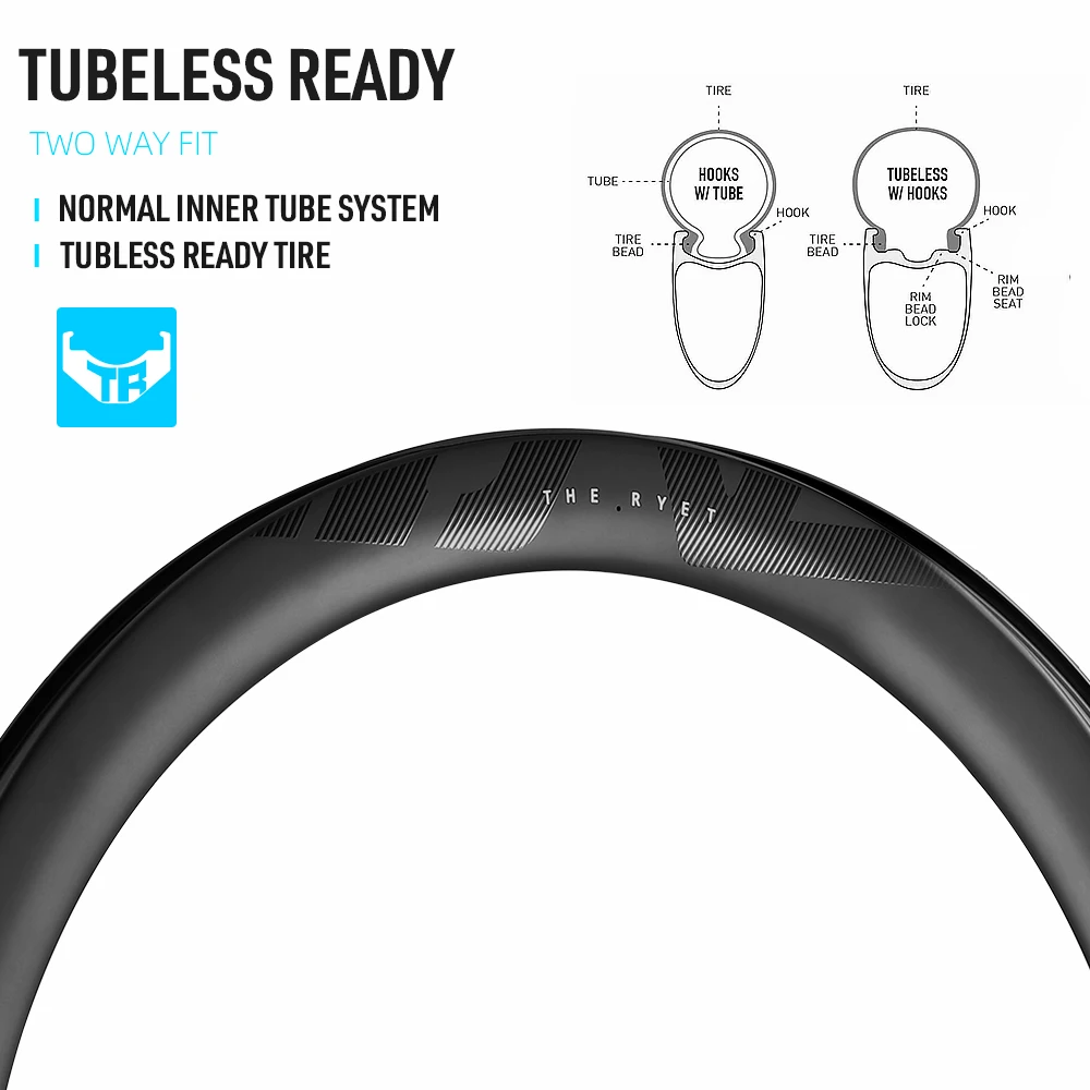 RYET Full Carbon Road Disc Brake Bicycle Rim 360g 28mm 45/50mm Ultralight Disc BrakeTubeless Ready Rimset 24H Road Bike Hoop