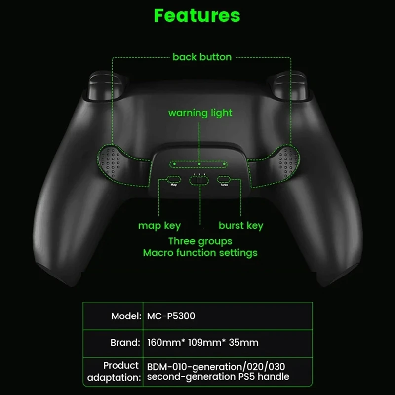 Back Button For PS5 Controller With Joystick Button Kit Redesigned Shell Programable Rise Remap For PS5 BDM010/020/030