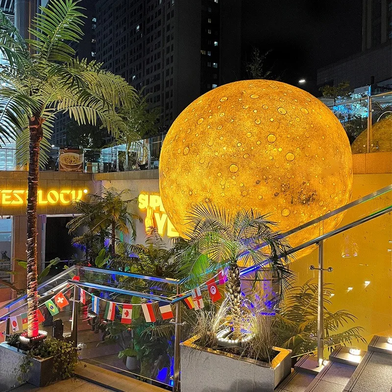 3D modeling large moon lamp bar restaurant planet floor lamp outdoor waterproof scenic lawn decoration moon - Image 4