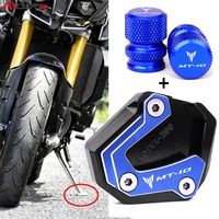 For Yamaha MT-10 FZ10 2016-2021 2023 2024 MT10 SP Motorcycle Accessories CNC Tire Valve Caps Kickstand Side Stand Extension Pad