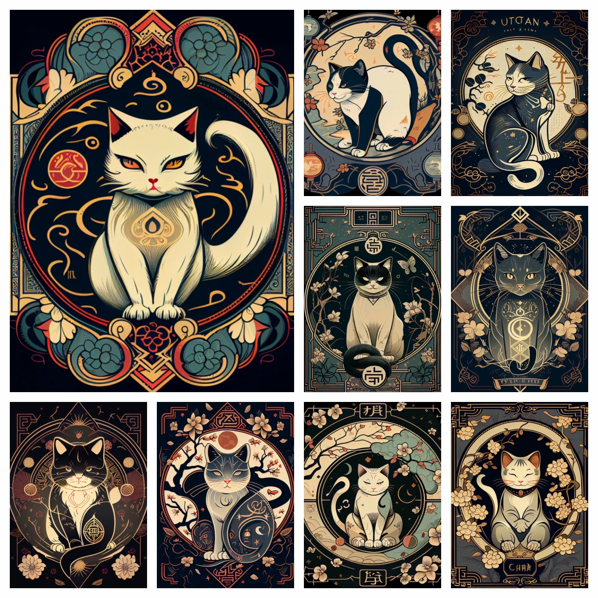 

Набор для алмазной живописи «сделай сам», мозаика в стиле ретро японского самурайского кота, вышивка крестиком, домашний декор, подарок для детей