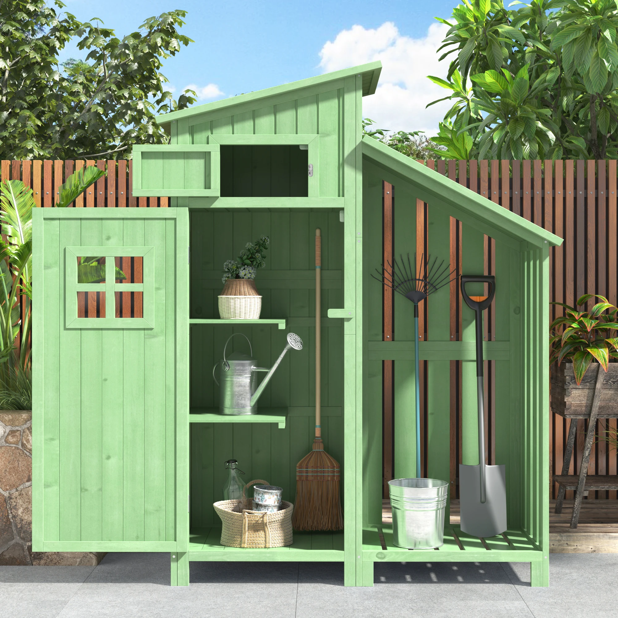 Outdoor garden cabinets, wooden cabin with shelves, waterproof tool storage shed, storage shed, miscellaneous shed 118x54x173cm