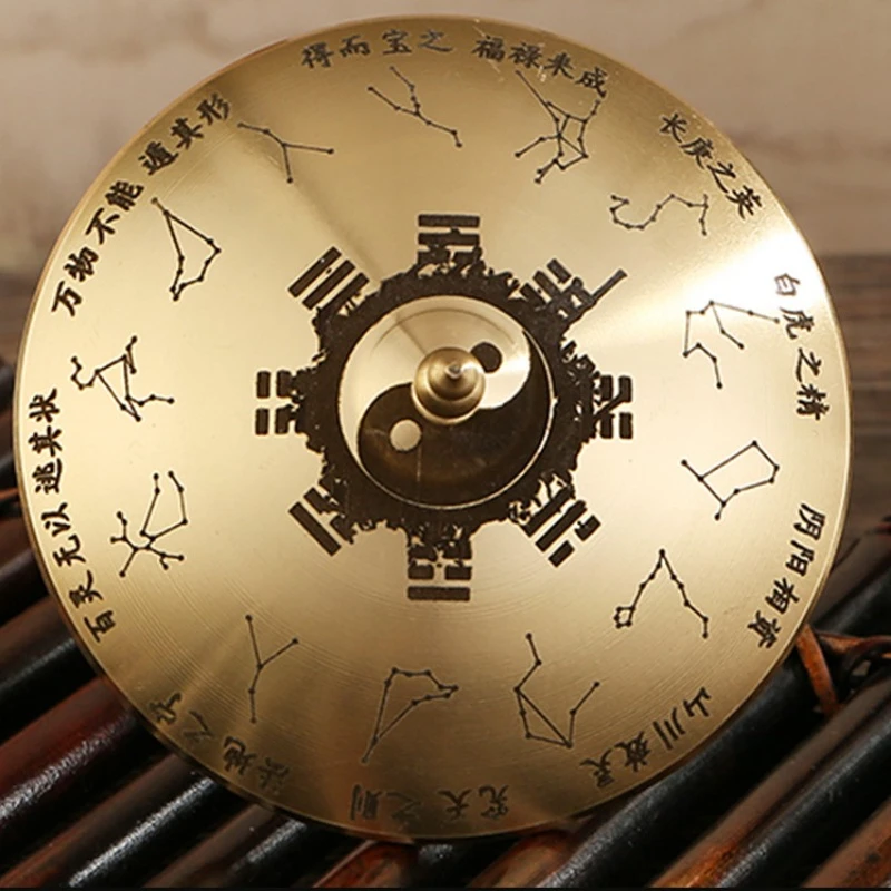 Chinese Brass Ooil-paper Umbrella Decor  BaGua Tai Chi Can Rotate Portable To Send A Friend Small Object Gift Feng Shui