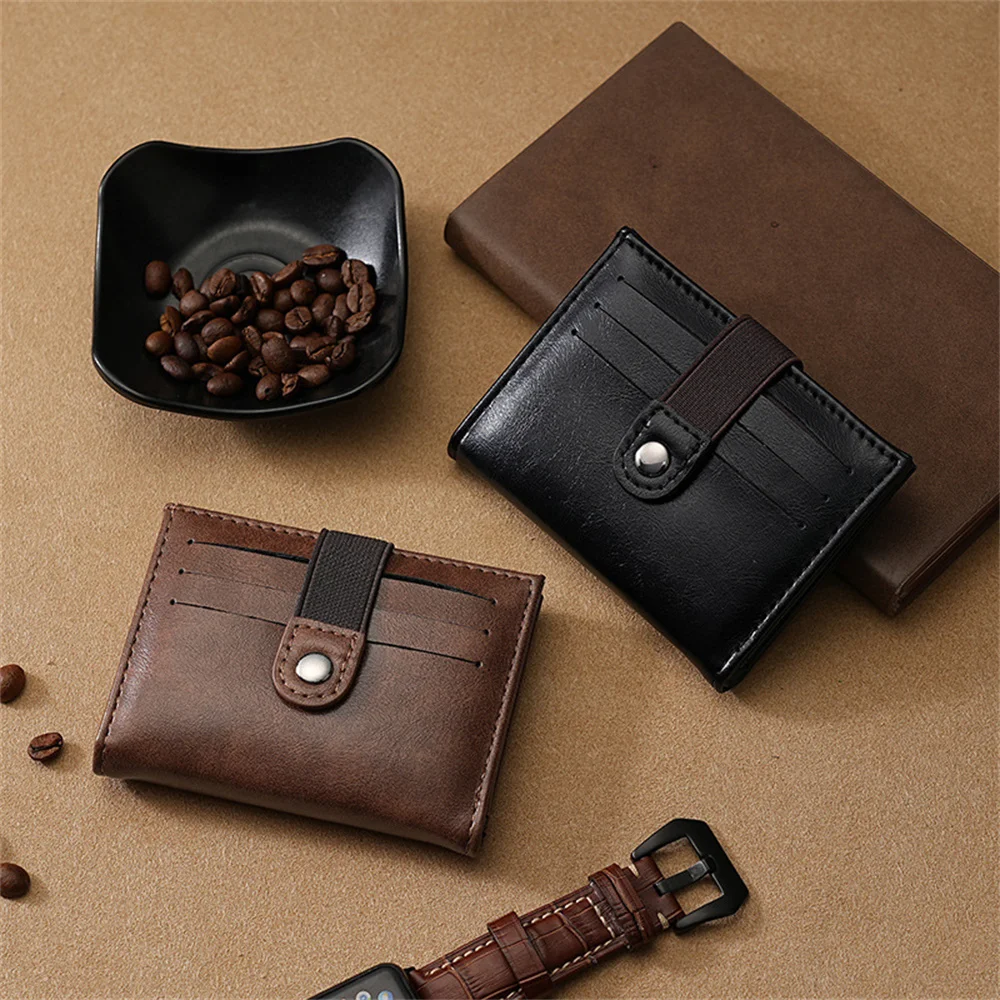 Men Genuine Leather Slim Wallet Small Male Credit ID Card Holder Vintage Multi-Card Driving License Case for Women