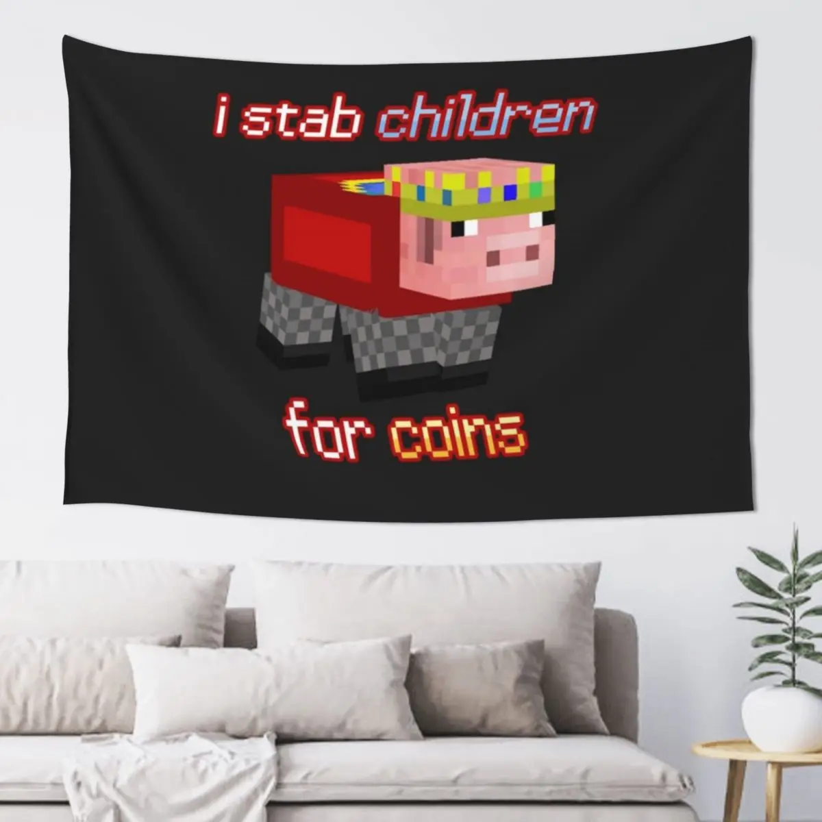 Technoblade I stab Children for Coins Tapestry Wall Hanging Things To The Room Tapestry