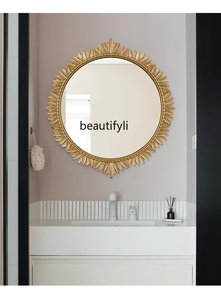 Smart bathroom mirror French special-shaped entrance with light Anti-fog makeup mirror Wall wall hanging mirror