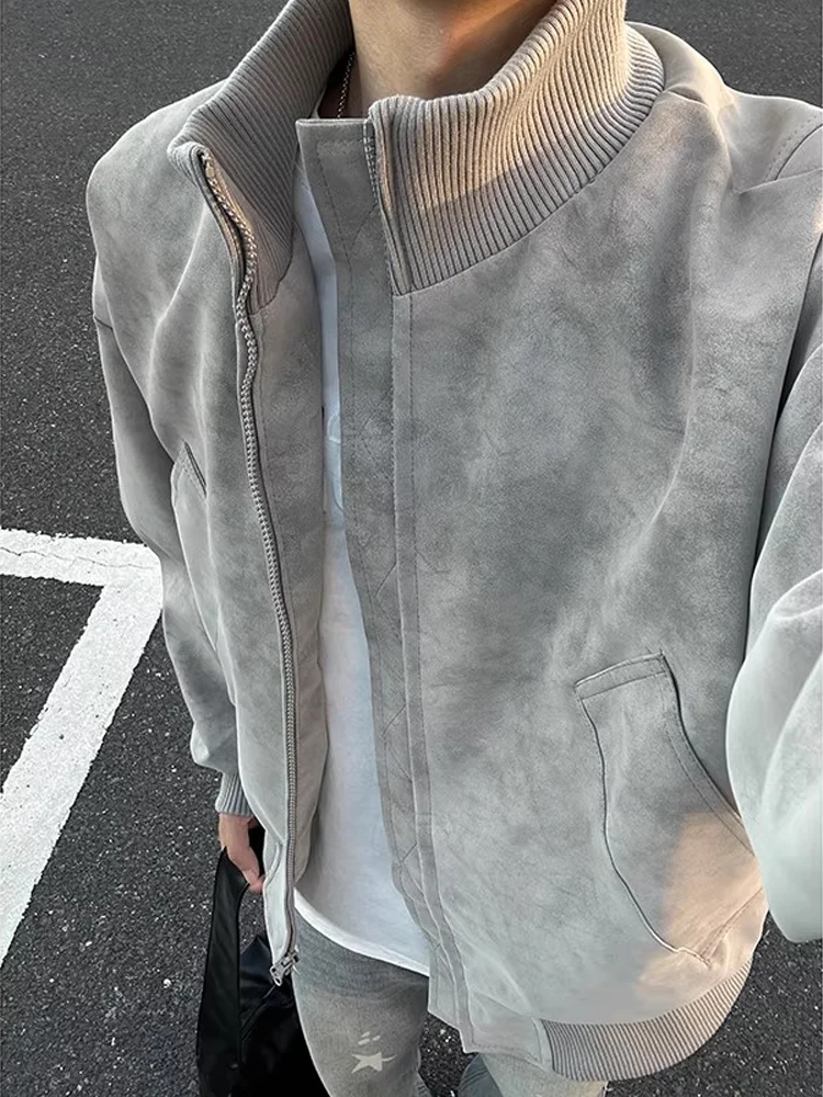 

American Sle Thiened PU Leather Dyed Jaet Men's Winter Faion Brand Cotton Filled ort Baseball Sle Coat