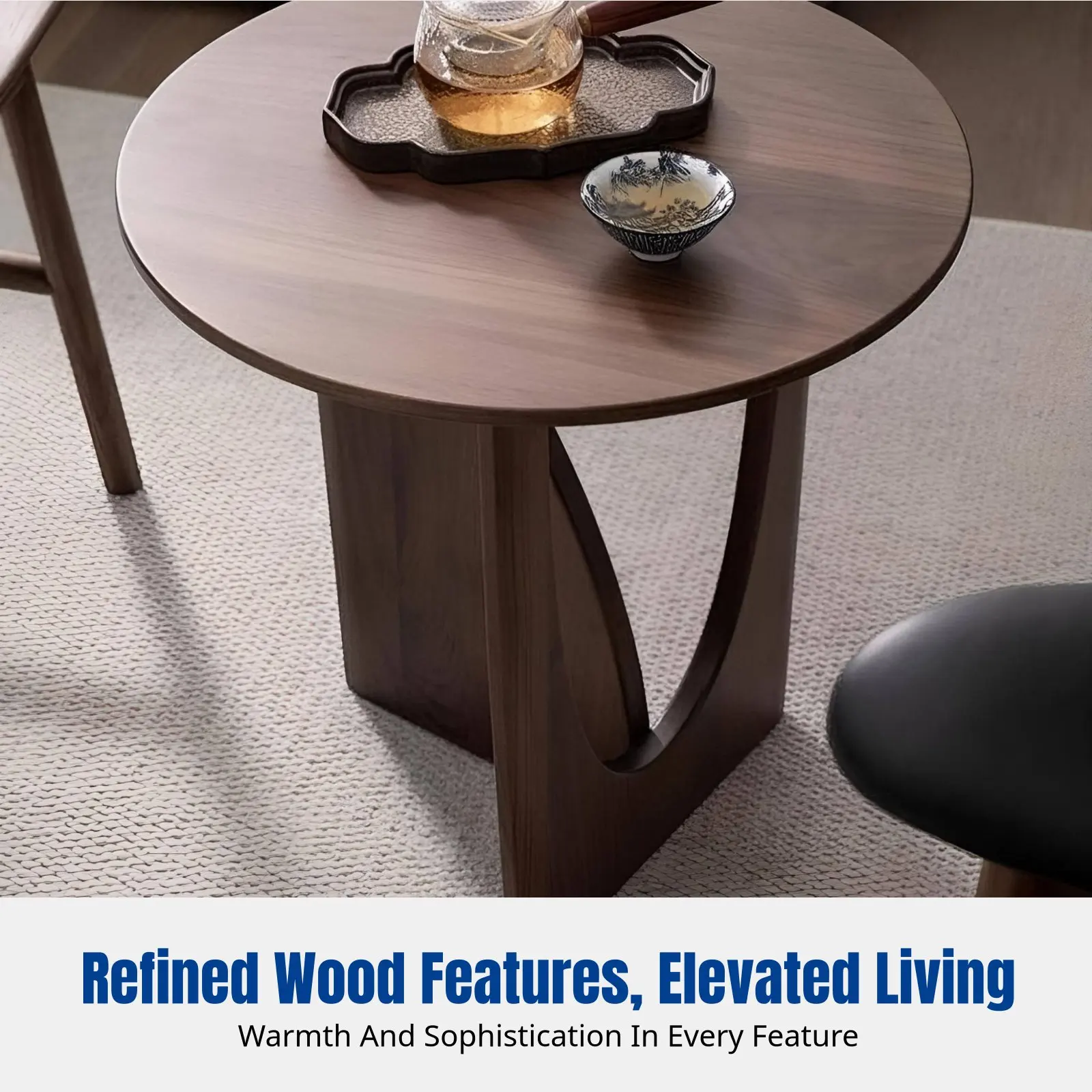 

Круглый кофейный столик в скандинавском стиле, прочный деревянный приставной столик, цвет орех, минималистичный акцент для гостиной