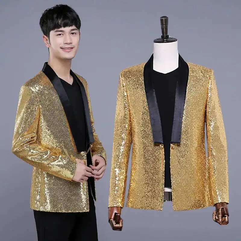 Examination Dress, Stage Performance, Artistic Male Singer, Host, Photography Studio, Themed Costume, Sequined Suit, Jacket