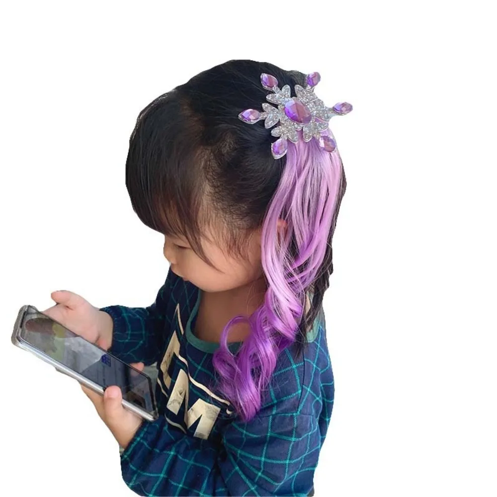 

Милый градиентный парик со снежинками, заколки для волос, красочные эластичные заколки для волос с замороженным бантом, заколки принцессы, аксессуары для волос