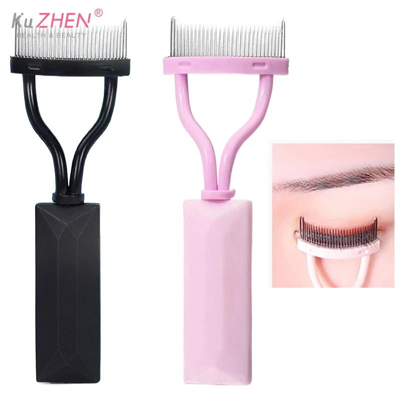 1 Stuk Wimper Separator Metalen Tanden Opvouwbare Eye Lash Krultang Schoonheid Make-Up Rvs Borstel Kam Mascara Curl Make-Up Tool