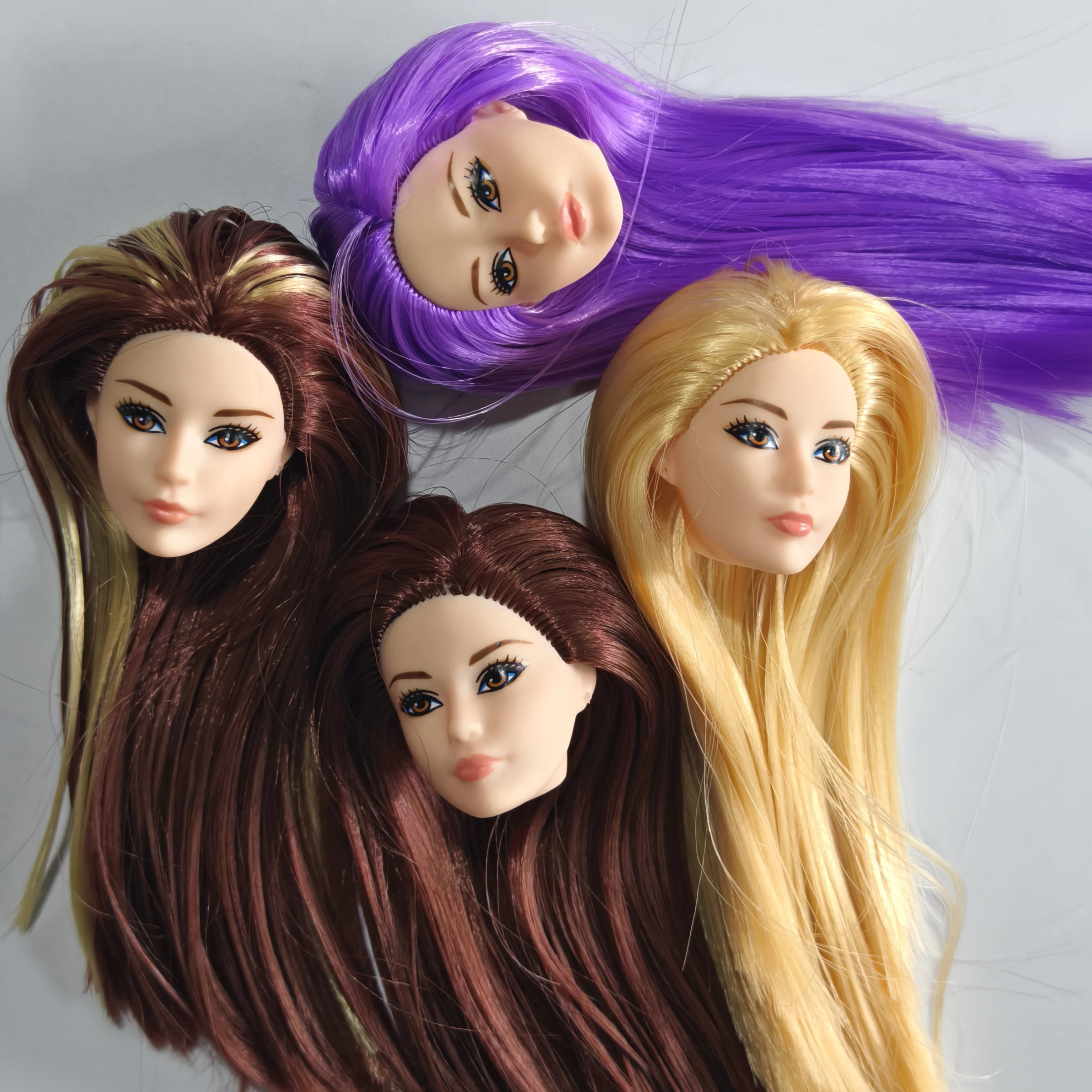 เจ้าหญิงสวยผู้หญิง 1/6 หัวตุ๊กตาสําหรับตุ๊กตาสาว 30 ซม.ตุ๊กตาสีม่วงทองผมยาวตุ๊กตาหัว