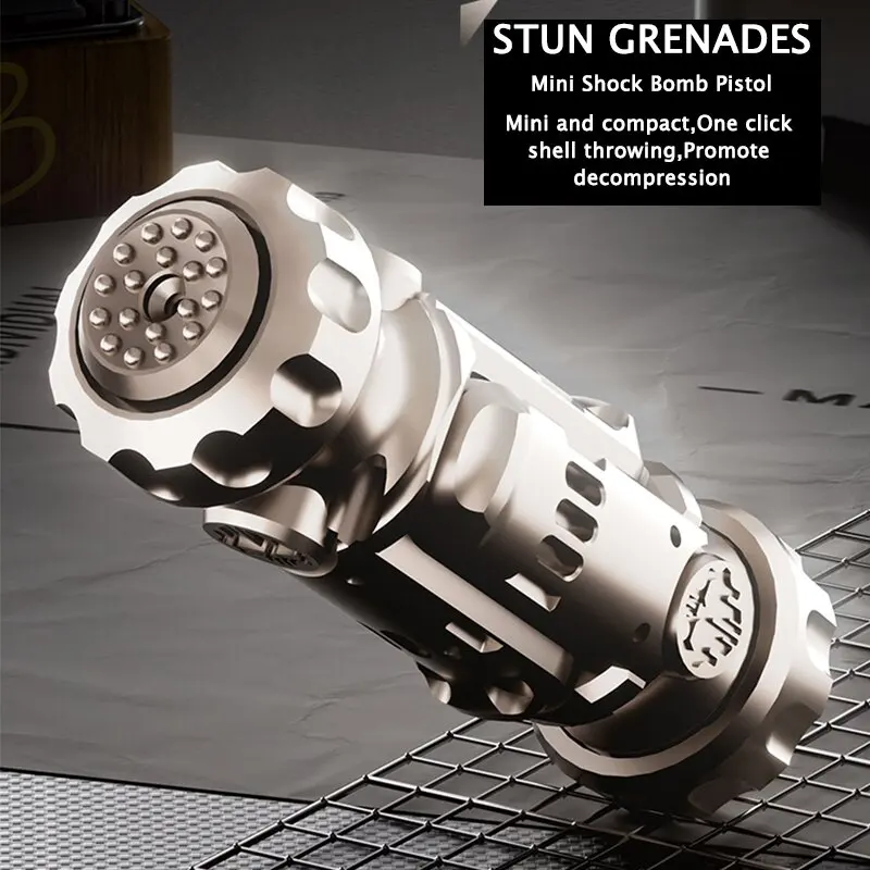 Stun Grenade Fidget Spinner Miniature Pistol Toy Gun with Ejectable Shells Stress Relief Finger Toys for Adults Kids Best Gifts