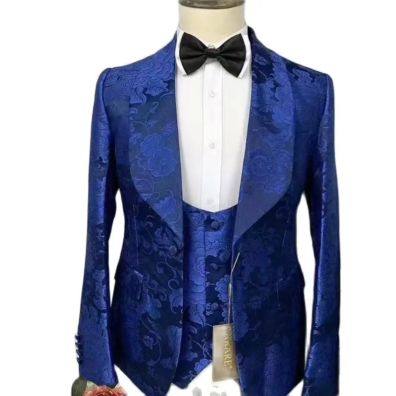 Siap Dipakai Selendang Kerah Baris Tunggal Gaun Pengantin Pria Bisnis Pintar Kasual Setelan Pria Jaket Blazer