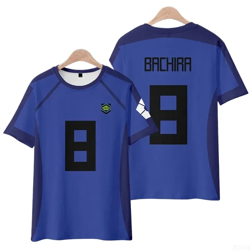 

Summer New Product: Blue Lock Surrounding Blue Prison Print, Simple And Casual Style Short SleeveCrew Neck T-Shirt