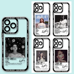 Transparent Cover Phone Case For Singer Lana Del Rey Poster iPhone 16 15 14 13 12 11 Mini Pro Max X XR XSMax 7 8 Plus SE20