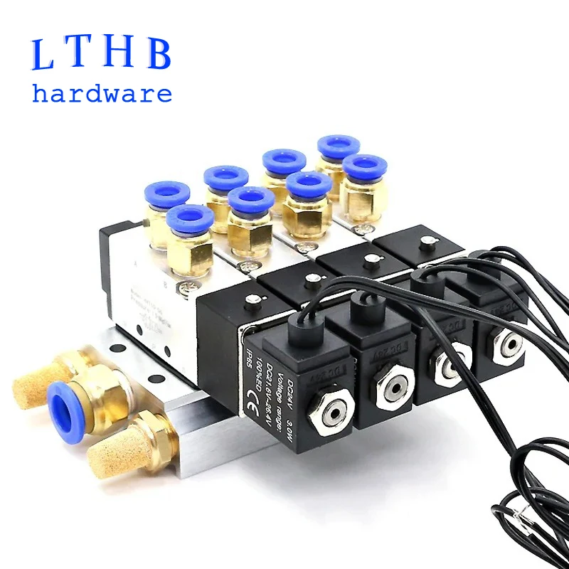 Pneumatic Solenoid Valve 4V110-06 Manifold Stations Multi-way Combination DC12V 24V AC220V 5 port 2 position Solenoid Valves