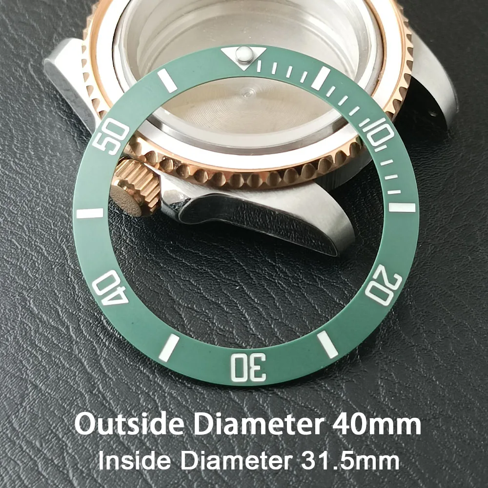Schräge 40 mm * 31,5 mm grüne/schwarze/rote/blaue Keramik-Lünetteneinlage für Uhren, zum Ersetzen des Zifferblatts, Uhrenlünetteneinlagen – Detail 6