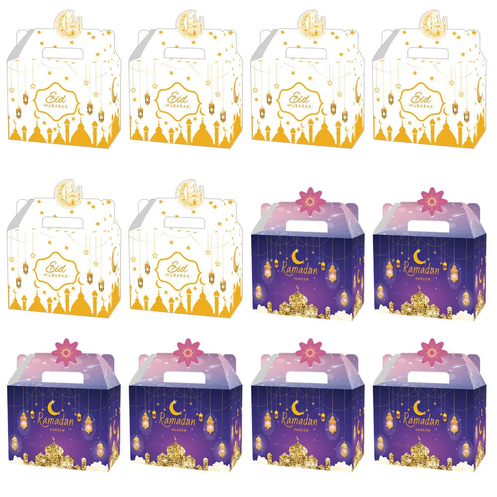 12 Stücke Ramadan Kareem Geschenkbox Keks Süßigkeiten Snack Verpackung Box Tasche 2025 Islamische Muslimische Party Dekoration Lieferungen EID Mubarak