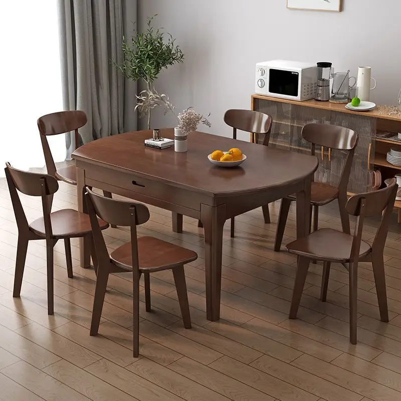 Dining table, household, modern, simple, small apartment, solid wood, telescopic, folding, multi-functional