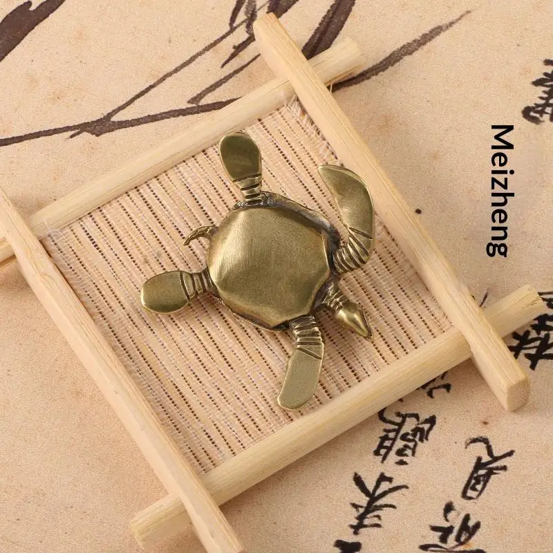 Chinesische antike Schildkröten-Messingfiguren, Meeresorganismen, Vintage-Dekoration für Zuhause, Garten, Schreibtisch, Teetier, Retro-Handwerkskunst – Detail 3