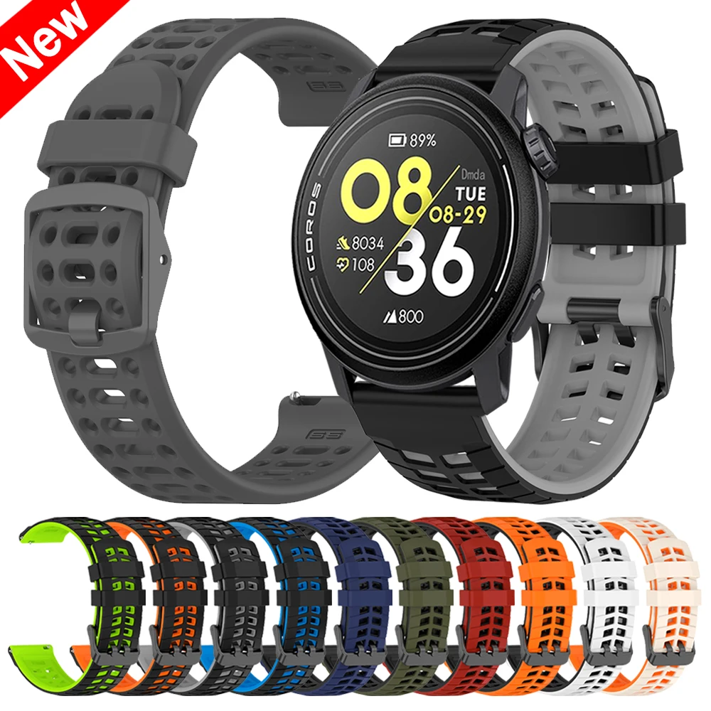 22mm シリコン通気性ストラップ COROS APEX 2 Pro 46mm/PACE Pro 3 交換用ブレスレット SUUNTO RUN/RACE S/2 スポーツウォッチバンド用