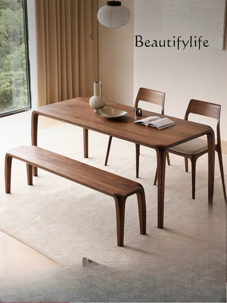 aQ X North American Black Walnut Pure Solid Wood Dining Table Antique Log Desk Living Room Dining Table Rectangular Household