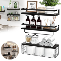 Set of 3 Floating Shelves for Wall Wooden Wall Mounted Storage Shelf Home Decor for Living Room Kitchen Bedroom