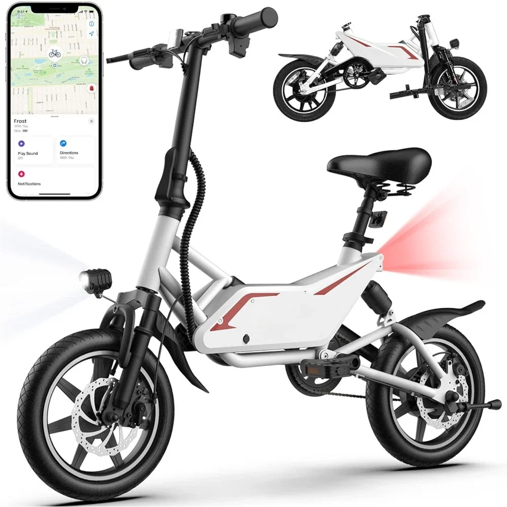 Foldable Electric Bike, 350W Motor, 36V Battery with Cruise Control, GPS Tracker, 14