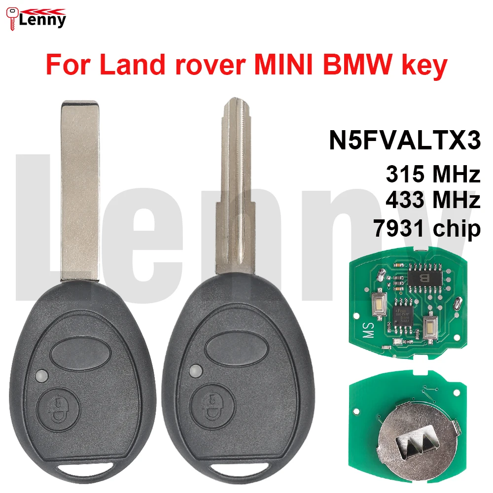 Lenny FCC ID:N5FVALTX3 315/433MHz 7931chip  car remote key For Land Rover Discovery key BMW Mini Cooper R50 R53 MG7 1999-2004key