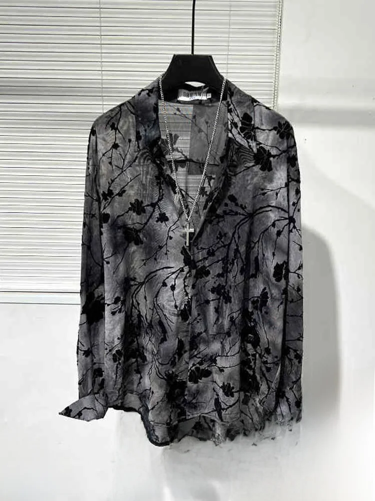 

Весенняя тонкая рубашка свободного кроя с оригинальным дизайном, модная мужская рубашка без глубоких вырезов, винтажная, с принтом, повседневная, длинная.