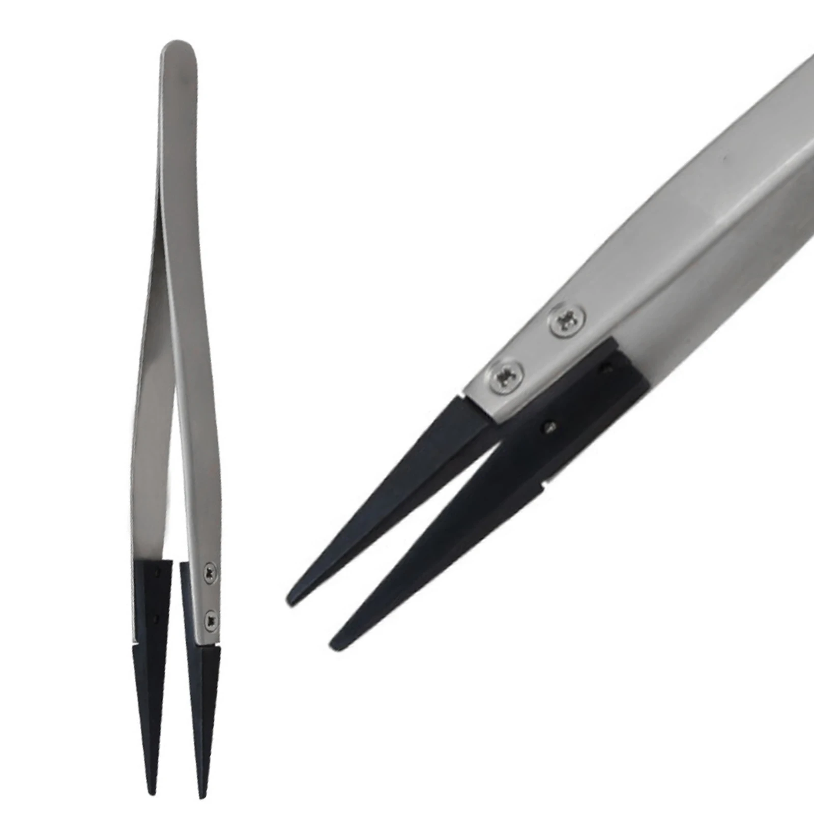 F75991 Steel Tweezer with Pointed Plastic Tip for Changing Watch Battery Watch Repeair Tools