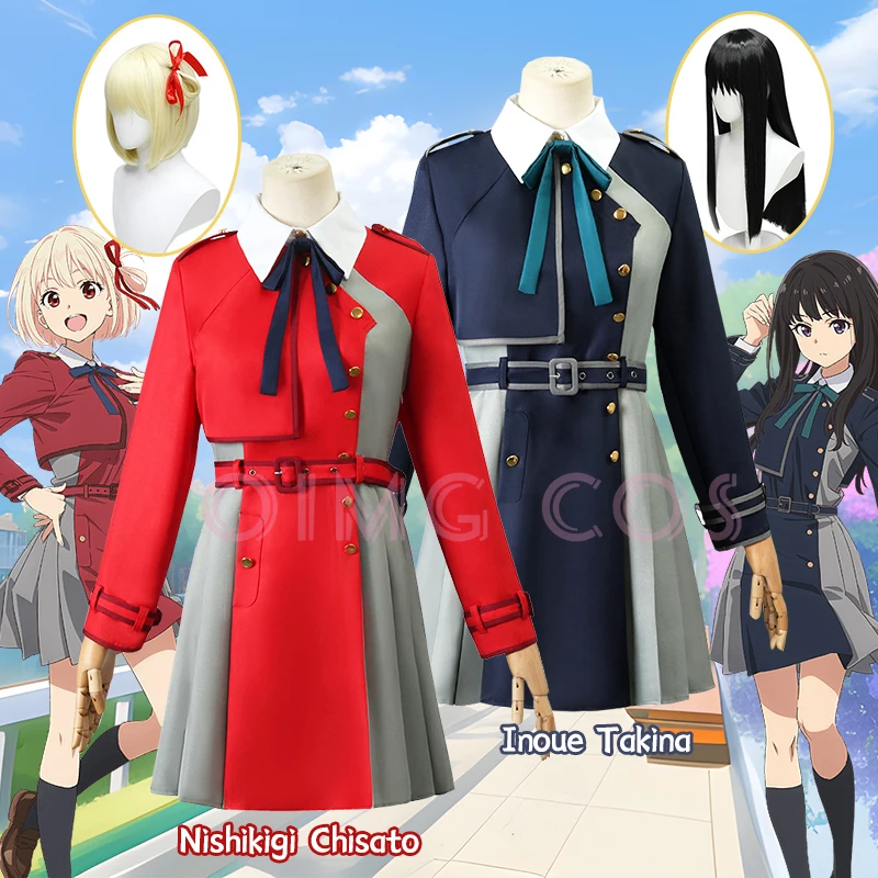 Lycoris Rückstoß Nishikigi Chisato Cosplay Inoue Takina Kostüme Frauen Kleid für Halloween Party Karneval Uniform Perücke Anime