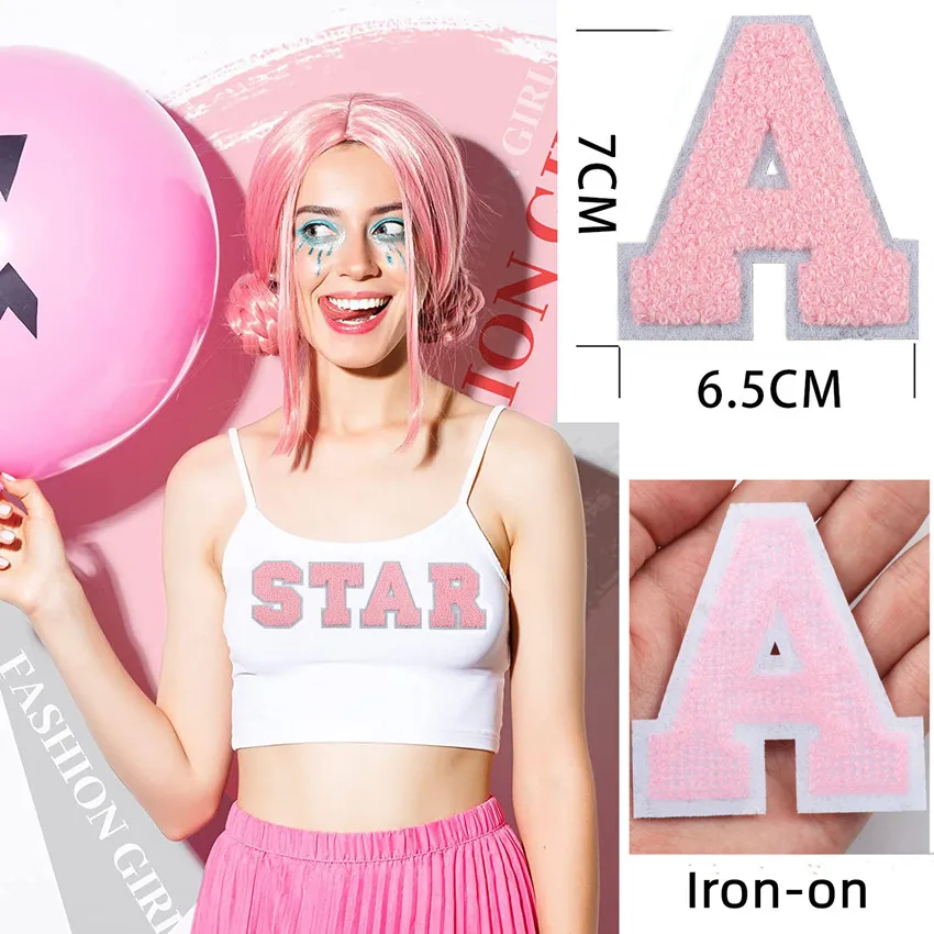 Pink Alphabet, Letter, Name, Patches for Clothing, Cloth Sticker, Embroid, Garment Accessories, DIY Logo, Iron-on, Sewing